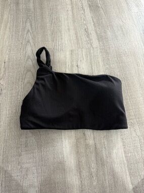 lululemon athletica Black Ribbed One-Shoulder Crop Top